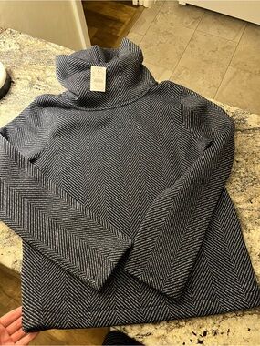 J. Crew Navy Chevron Funnel Neck Sweatshirt